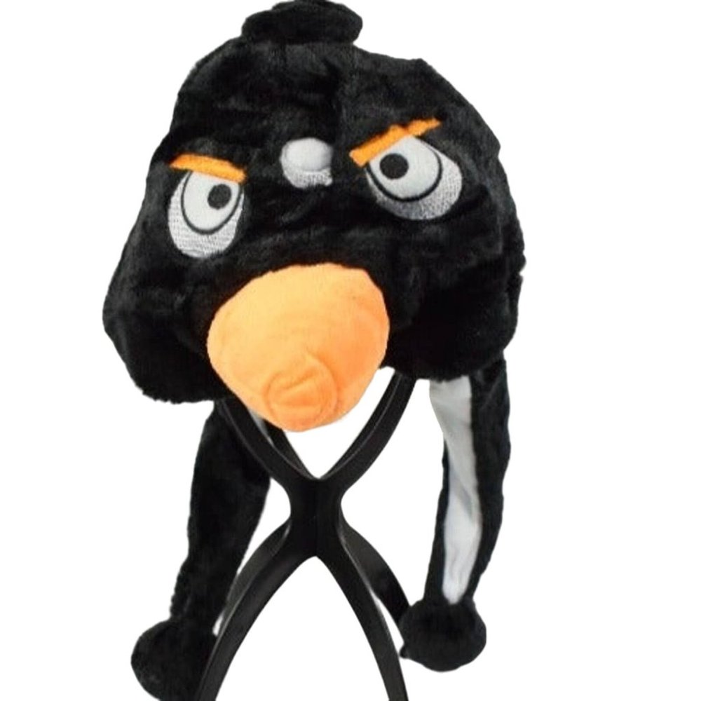 Childrens Black Winter Hat Beanie with Ear Flaps